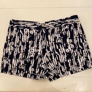 Loft Navy and White Linen/Cotton Shorts